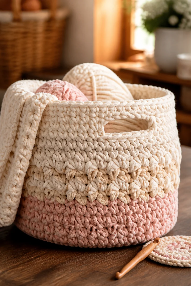 Chunky yarn crochet baby nursery storage basket pattern for stylish organization