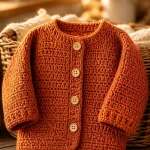 Crochet baby cardigan sweater tutorial steps shown with cozy yarn.