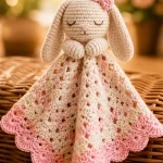 Crochet bunny lovey security blanket pattern for cozy comfort