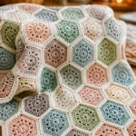 Modern hexagon granny square crochet baby blanket pattern for infants