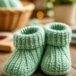 Simple ribbed crochet baby booties pattern for cozy, stylish infant footwear