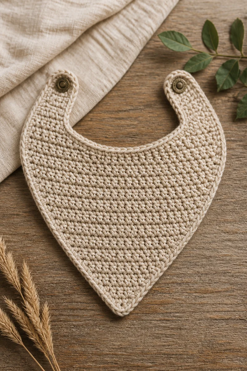 Crochet baby bandana bib pattern for feeding and drooling prevention.