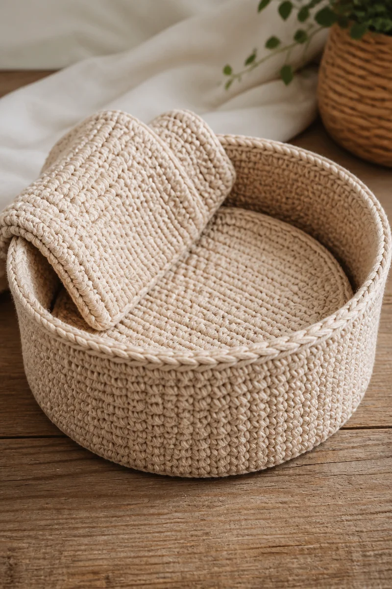 Crochet baby basket liner set for a beautiful nursery decor