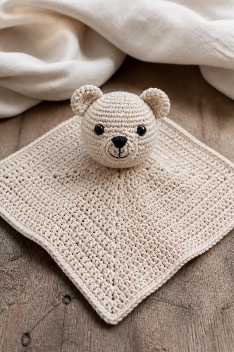 Crochet baby bear lovey pattern for cuddly toys