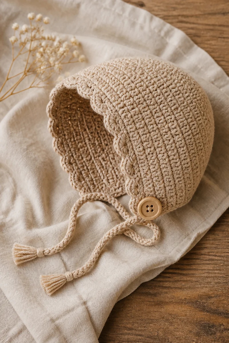 Easy crochet baby bonnet pattern for adorable newborn headwear