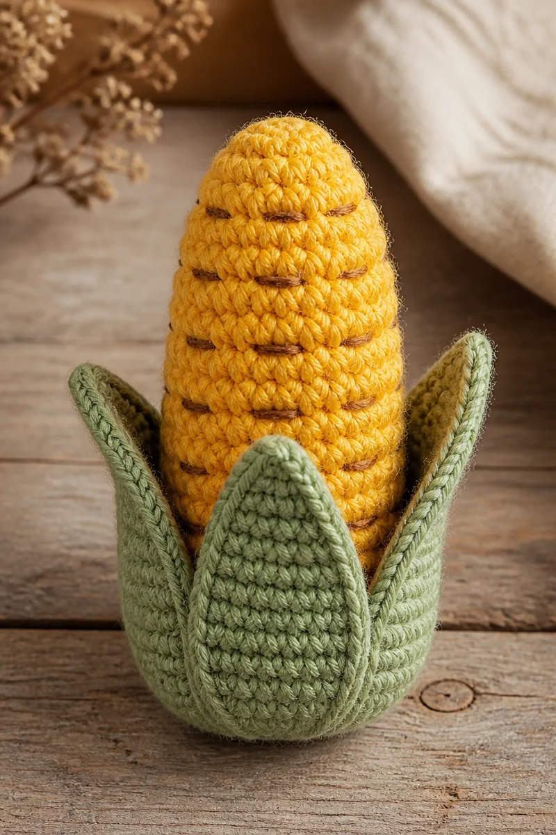 Crochet Baby Corn Stalk Toy, perfect for infants and toddlers