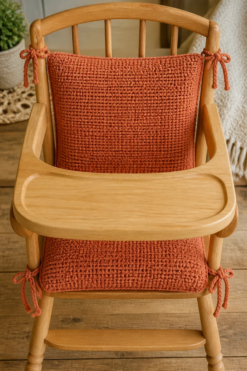 Crochet baby highchair cushion cover for comfort and style