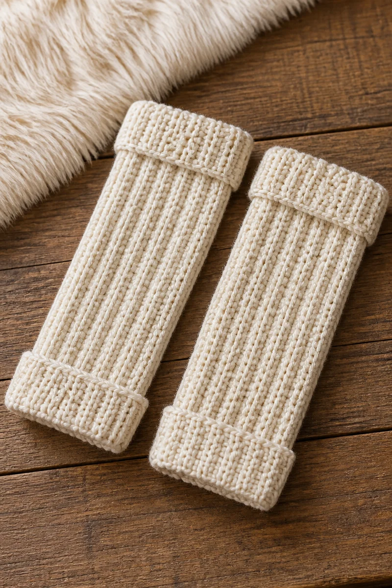 Crochet baby leg warmer set in soft colors for infants