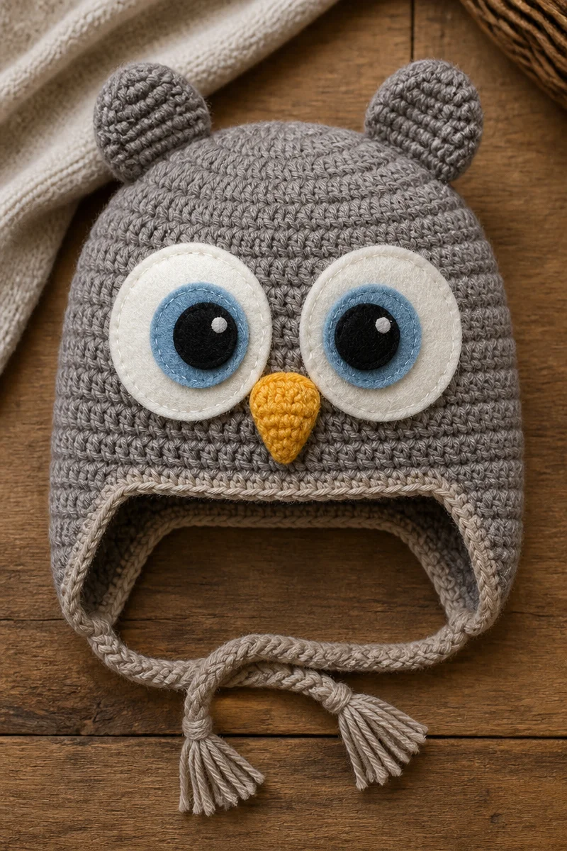 Crochet baby owl hat pattern for infants and toddlers