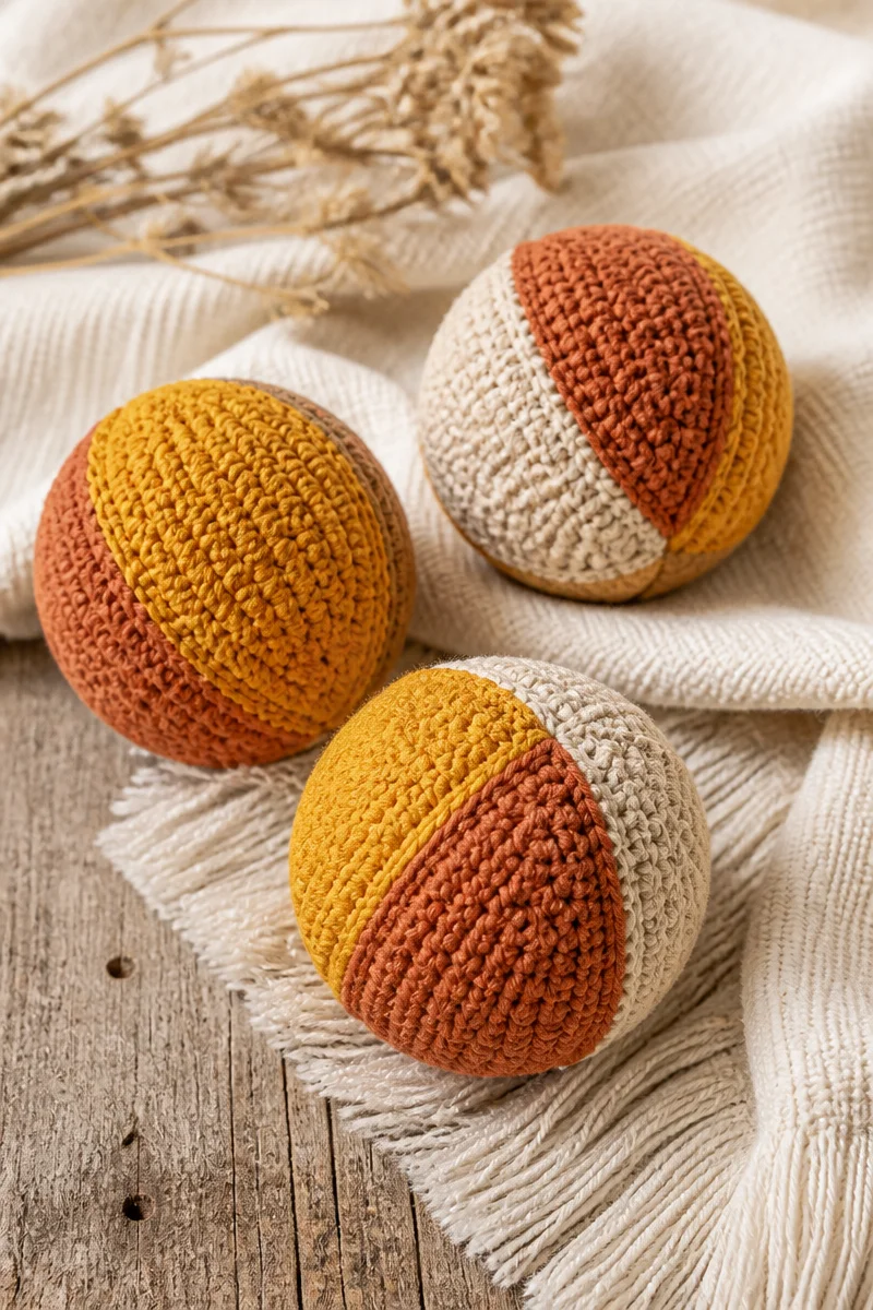 Crochet baby toy ball pattern for handmade infant toys