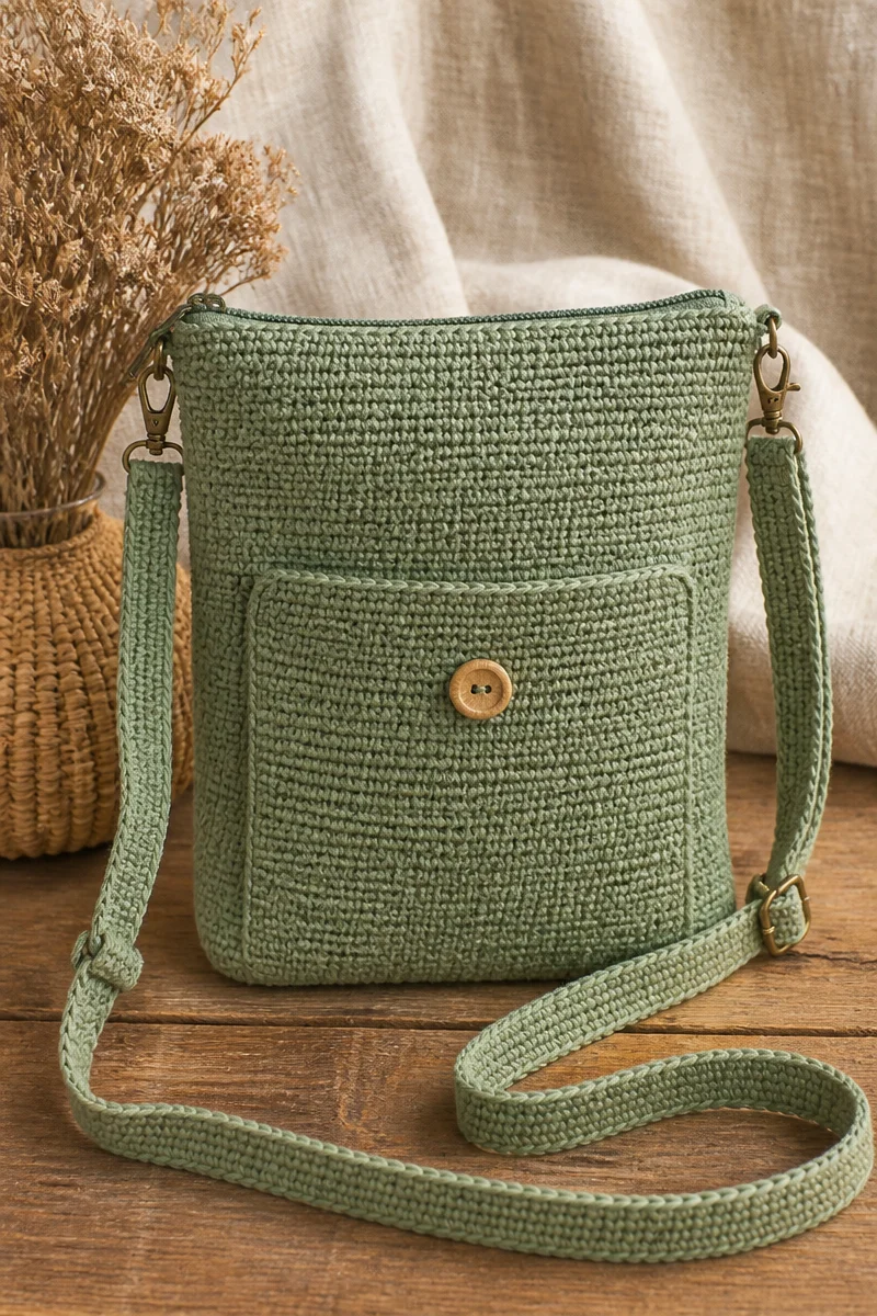 Handmade crochet back to school bag in vibrant colors and stylish design