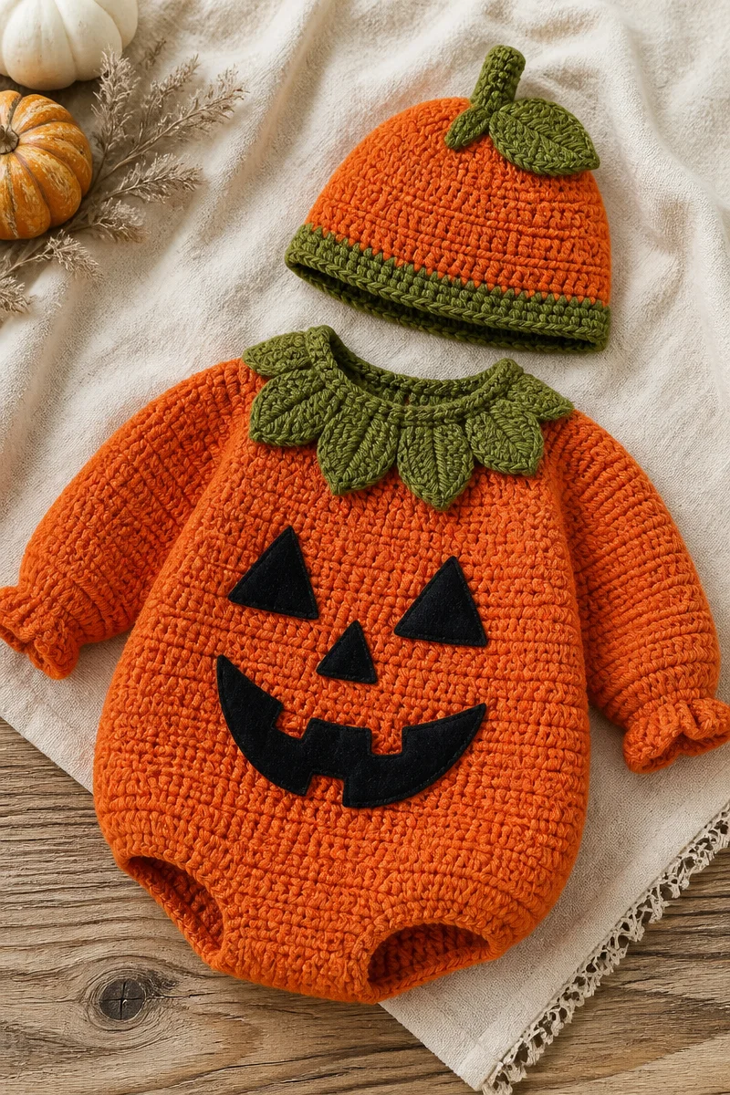 Adorable crochet toddler Halloween costume idea for festive celebrations.
