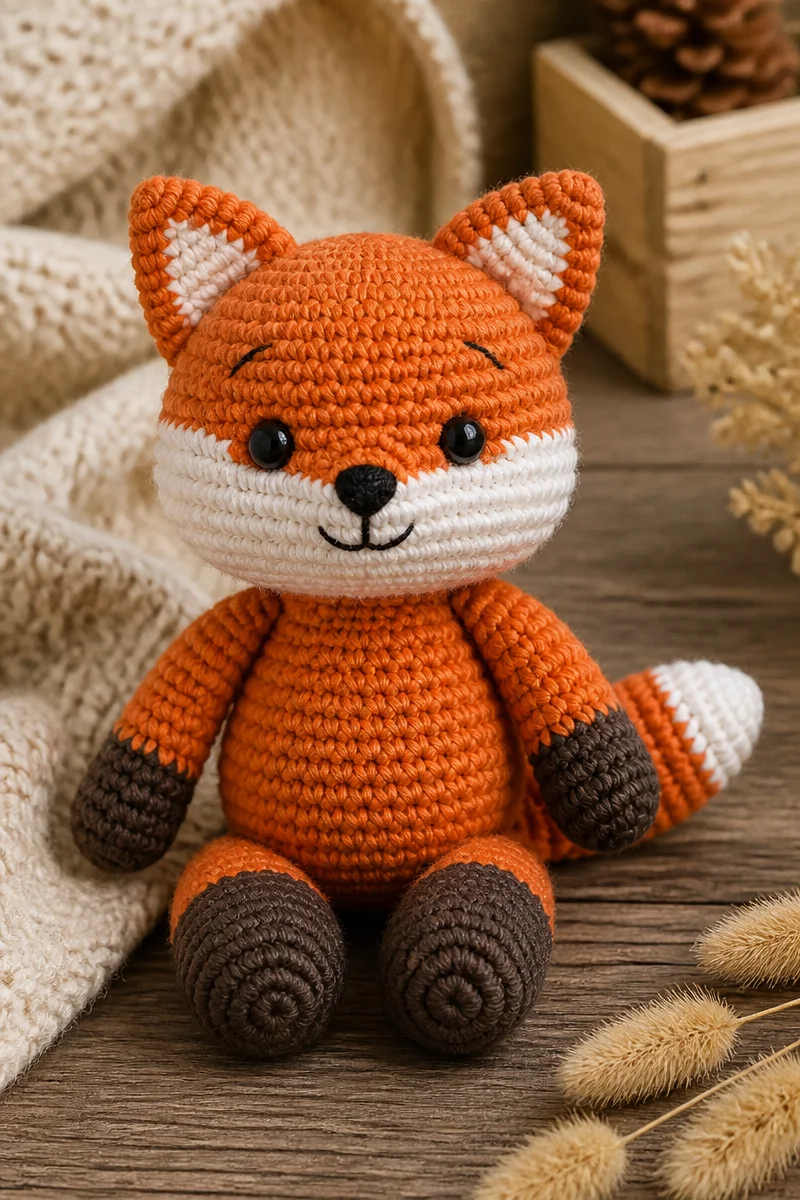 Woodland Fox Crochet Baby Toy for infants and toddlers